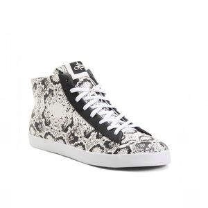 OTBT Leather Lace up High Top Sneakers Snake Print Black & White Women’s Size 6